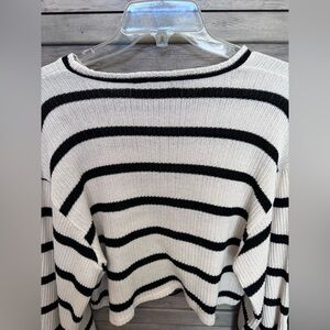 Zara Striped Black and Cream Sweater